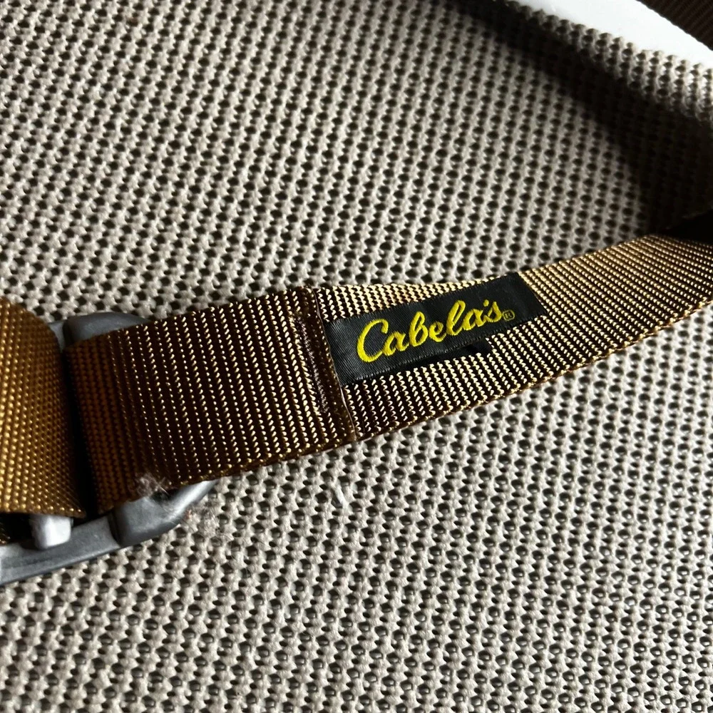 Cabelas Mens Nylon Web Belt Coyote Brown Tan Tactical D-Ring Buckle Adjustable